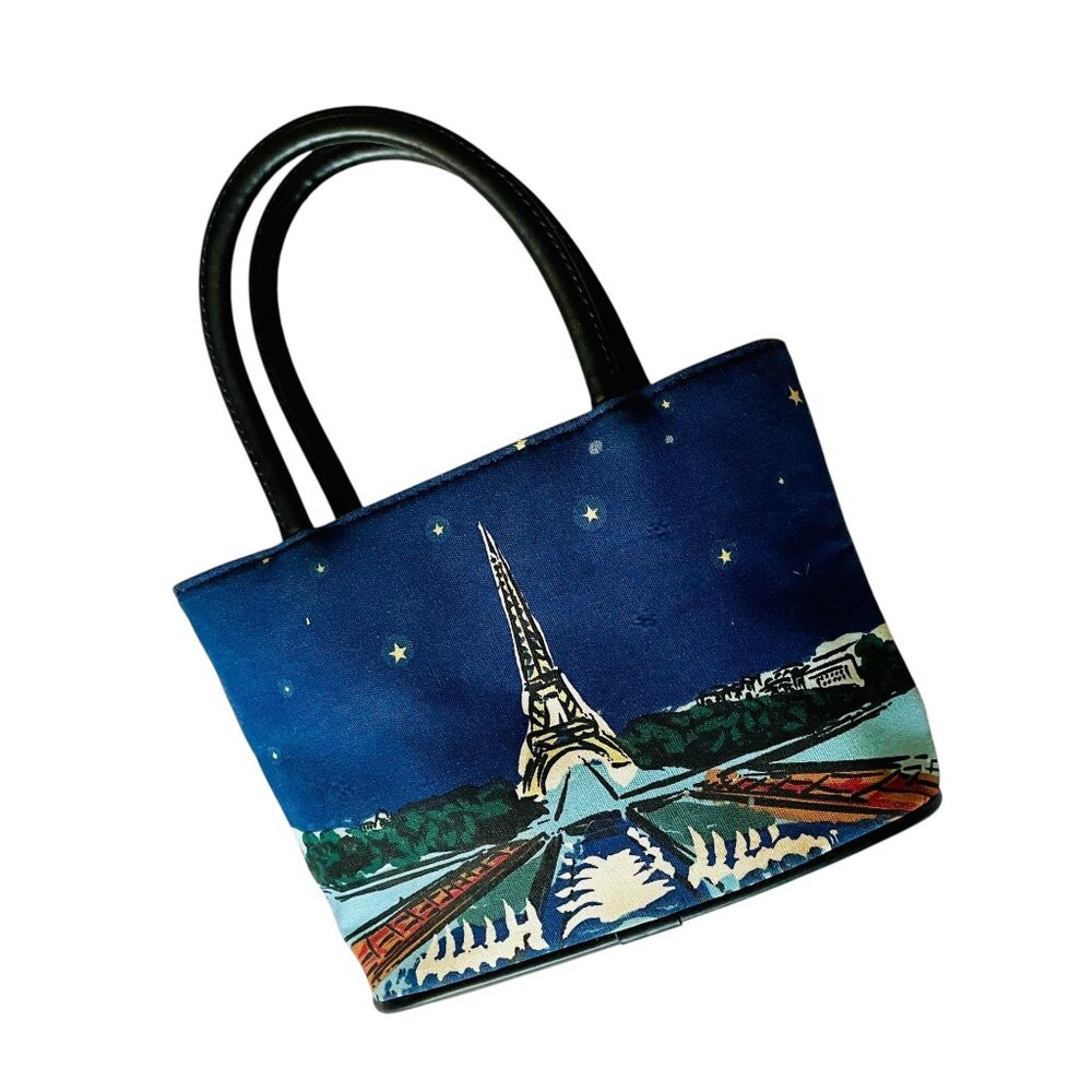 Charming vintage beaded Paris + Eiffel tower Starry Night Art crossbody bag Y2K - Picture 9 of 11